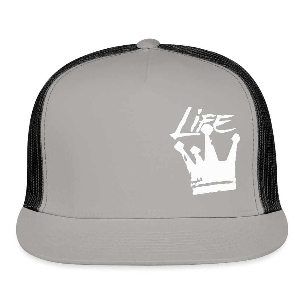Life as a King Trucker Hat - gray/black