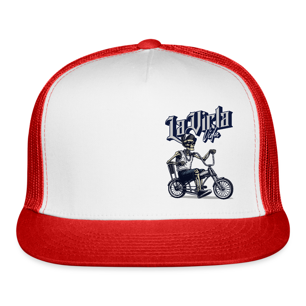 La Vicla Vida Bike Trucker Hat - white/red