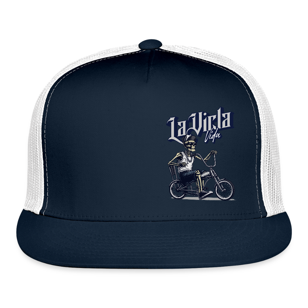 La Vicla Vida Bike Trucker Hat - navy/white
