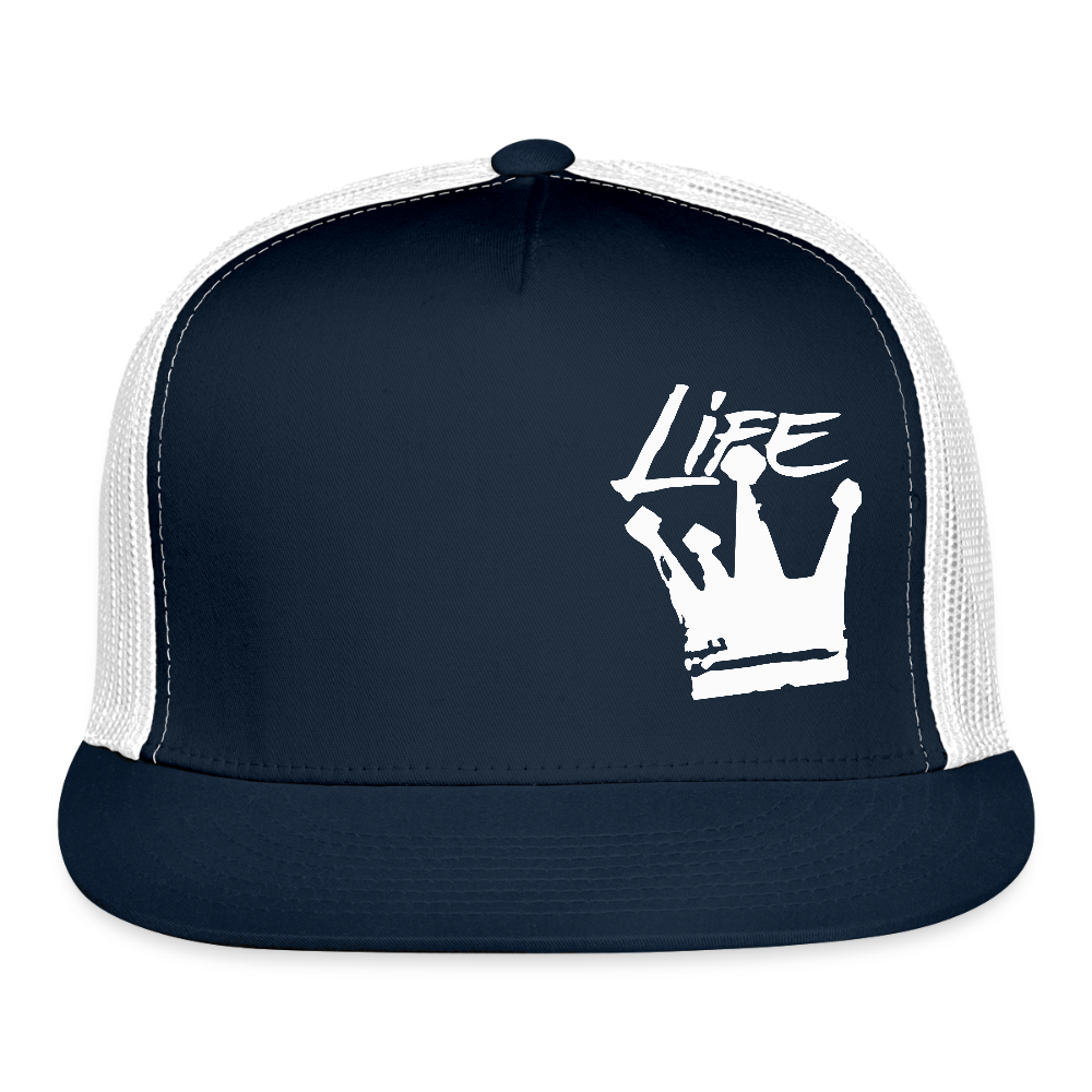 Life as a King Trucker Hat - navy/white