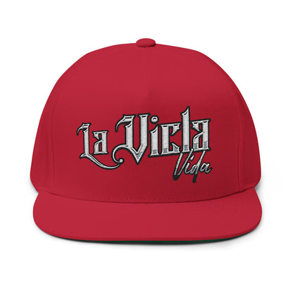 Flat Bill Cap — Vintage Script 'La Vicla Vida' Embroidered Snapback