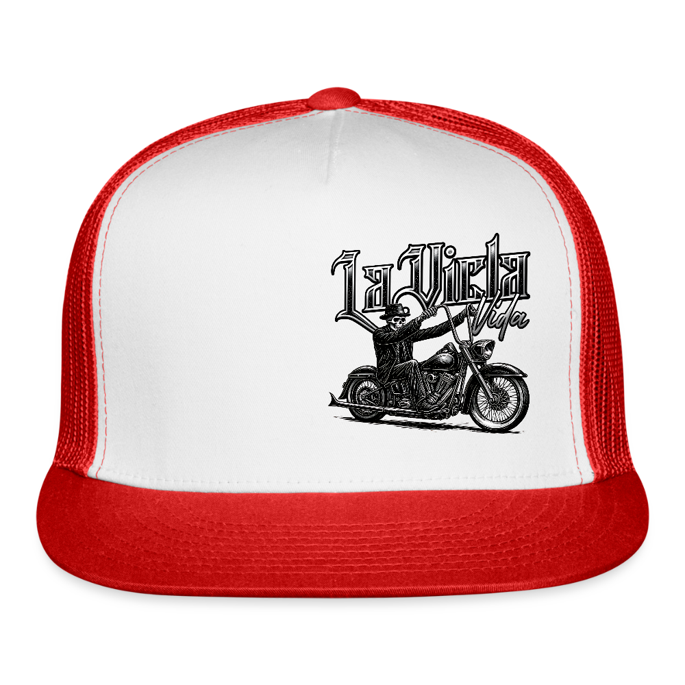 Vicla Rider Trucker Hat - white/red