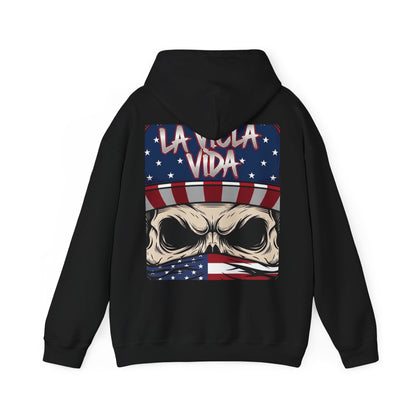 La Vida American Flag Skull Hoodie