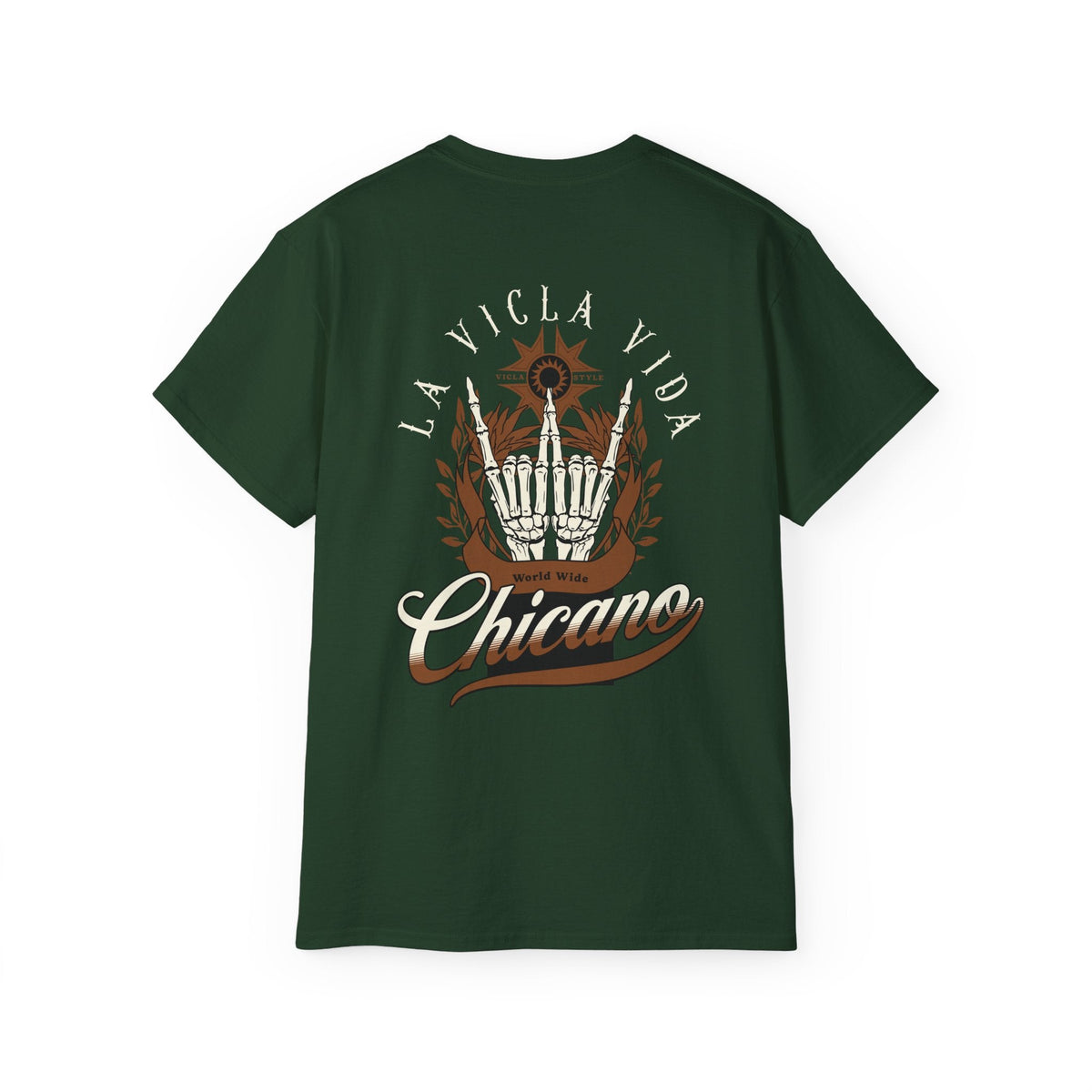 World Wide Chicano Brown - Forest Green - back