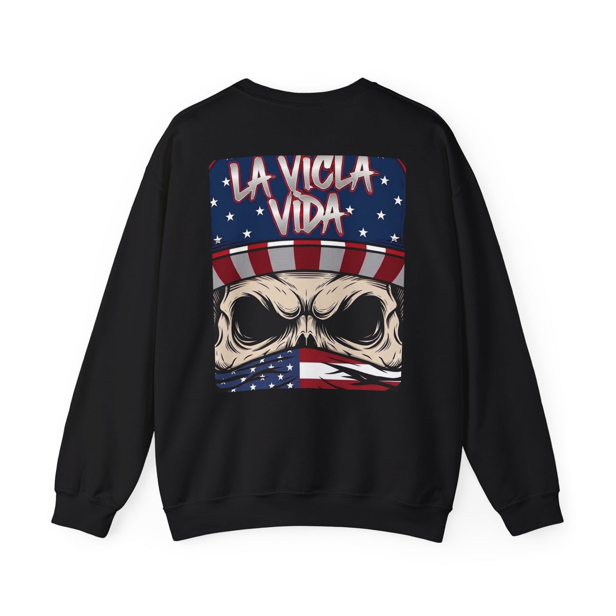 La Vida American Flag Skull Crewneck Sweatshirt