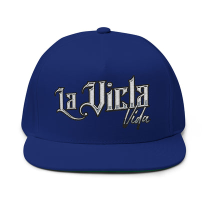 Flat Bill Cap — Vintage Script 'La Vicla Vida' Embroidered Snapback
