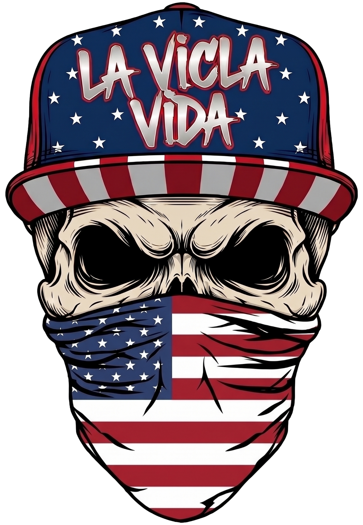 La Vicla Vida American Skull UV DTF sticker artwork