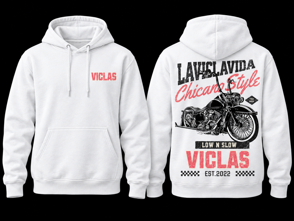Chicano Style Hoodie White Front and Back