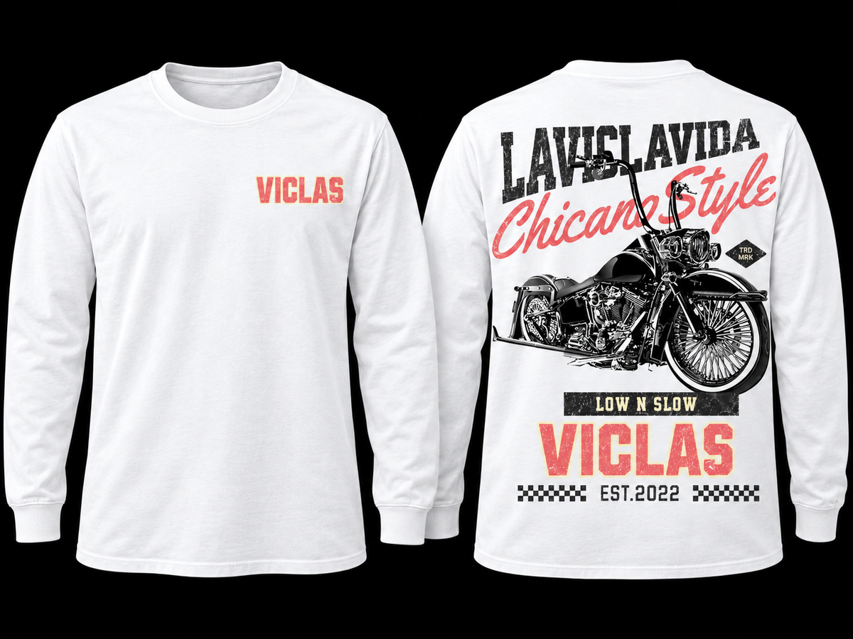 Chicano Style Long Sleeve White Front and Back