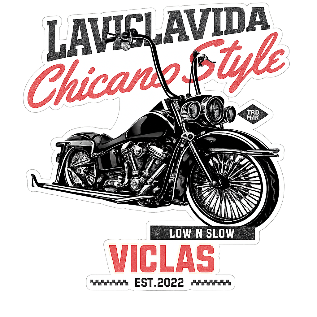 La Vicla Vida Chicano Style motorcycle UV DTF sticker artwork