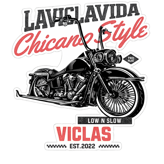 La Vicla Vida Chicano Style motorcycle UV DTF sticker artwork