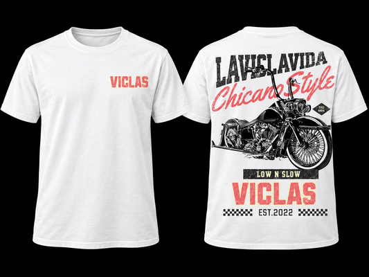 Chicano Style T-Shirt White Front and Back