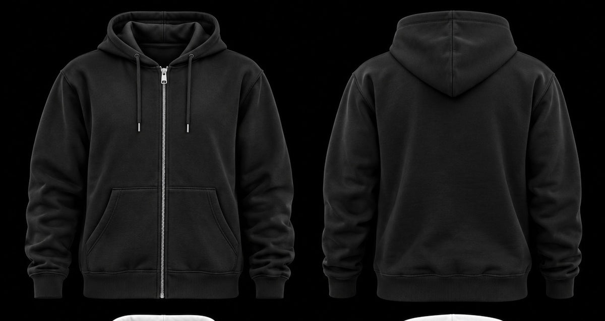 Black Zip Hoodie Front and Back