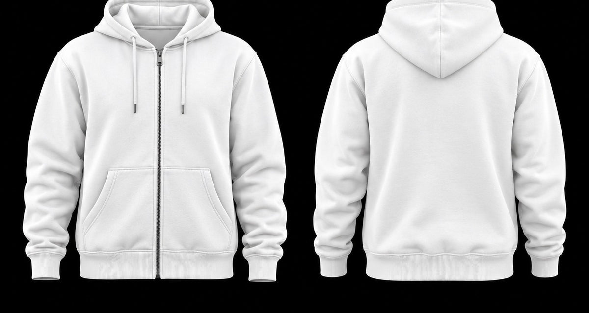 White Zip Hoodie Front and Back
