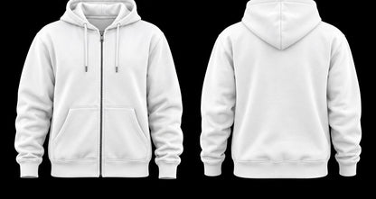 White Zip Hoodie Front and Back
